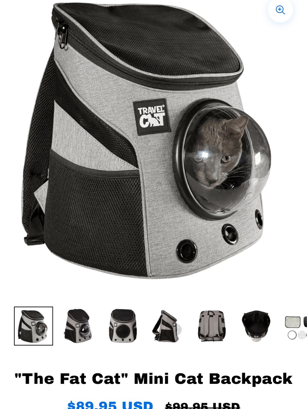 Gray Bubble-Window Cat Backpack Carrier